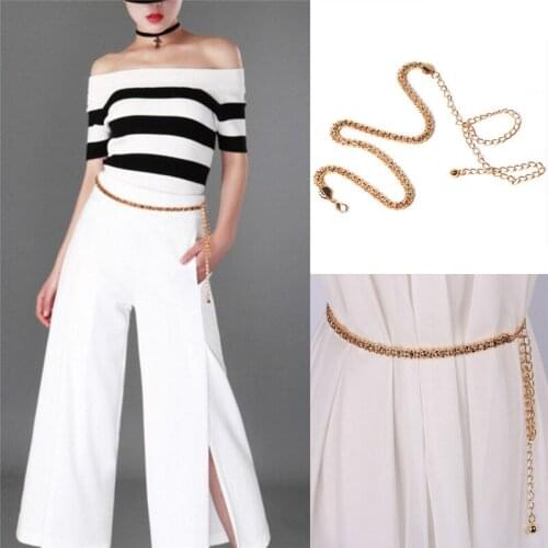 Gold Mesh Waist Chain Band Metal Chain Charm Belt Fashion Skinny 110CM