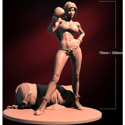 1/24 75mm 1/18 100mm Resin Model Boxing Pretty Girl Figure Unpainted No Color RW-014