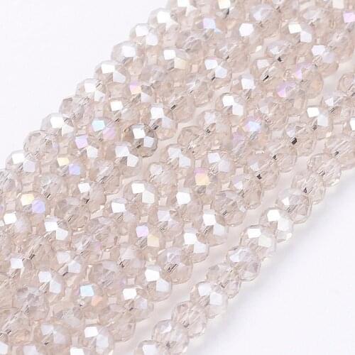 10Strands Electroplate Glass Crystal Beads Strands AB Color Plated Faceted Abacus RosyBrown 2.5x2mm about 197pcs/strand
