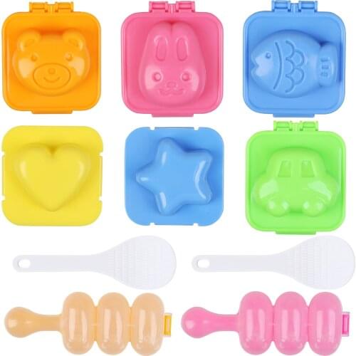 10pcs/set DIY Sushi Maker Equipment Kit Japanese Rice Ball Molds Non-Stick Rice Ball Mold Shaker