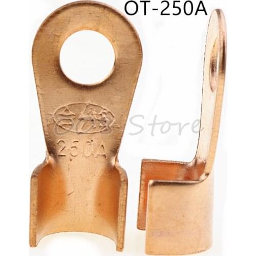 10pcs/lot 250A Battery Cable Connector Circular Splice Crimp Ring Terminal Cable Copper Lug OT-250A