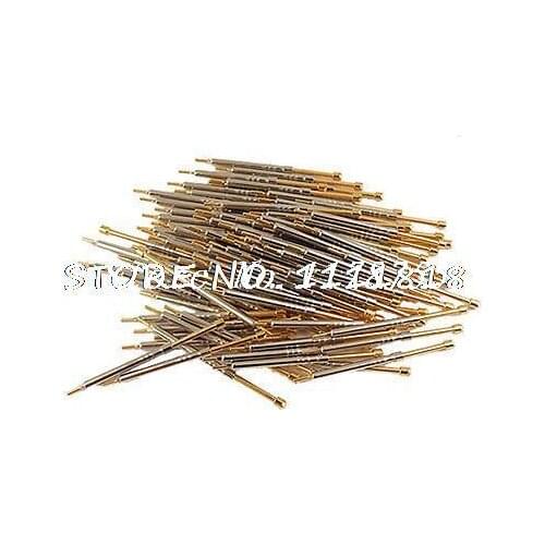 100 Pcs CSP-3H 2mm Serrated Tip Testing Probe Gold Tone 36mm Length