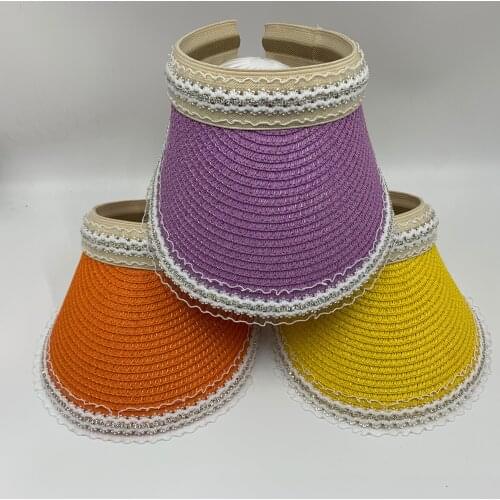 2020 Parent-Child Sun Hats Lace Straw Visor Caps Women Summer Cap Big Wide Brim Empty Top Hat Panama Beach Hat gorras