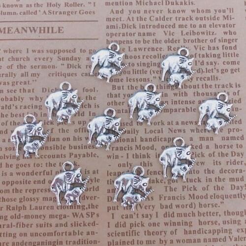 Wholesale 30pcs Charms elephant 15x14mm Tibetan Silver Plated Pendants Antique Jewelry Making DIY Handmade Craft