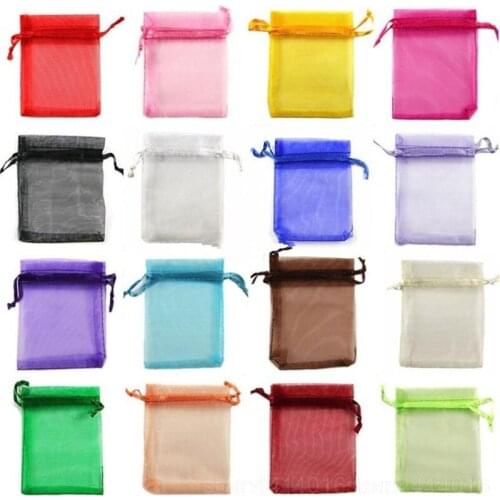50pcs 7x9 9x12 10x15 13x18CM Organza Gift Bag Jewelry Packaging Bags Wedding Party Decoration Drawable Bags Sachet Pouches 55