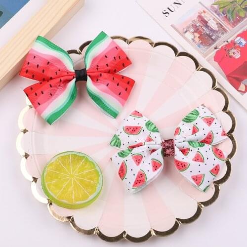 6Colors Watermelon 4.09Inch Bowknot With Clip Hair Bows Hairpins For Girls Gift DIY Barrettes New Headwear Kids Hair Accessories