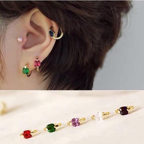 925 Sterling Silver Earring Fashion Big Colorful Square Zircon Circle Earring Cute Round Ear ring Pretty Woman Girl Ear Jewelry