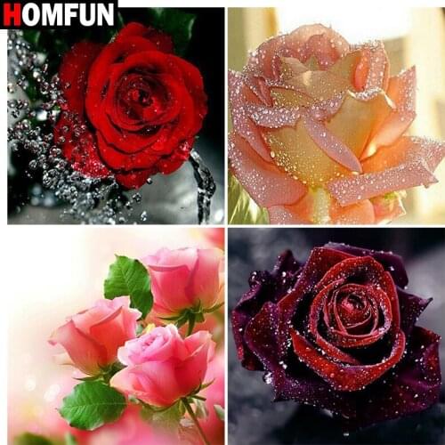 HOMFUN Diamond Embroidery DIY Diamond Painting Cross Stitch Kit "Rose flower”5D Needlework Diamond Home Decoration