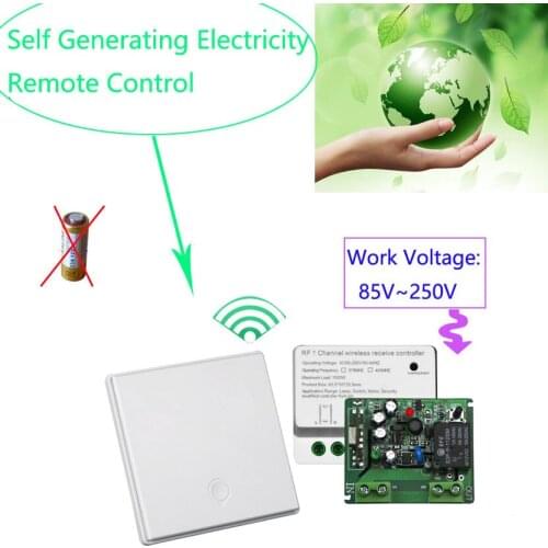 Self Induction Generator Wireless Wall Panel Push Button Remote Control Switch 85~250V 220V Wireless Light Fan Switch 433MHz