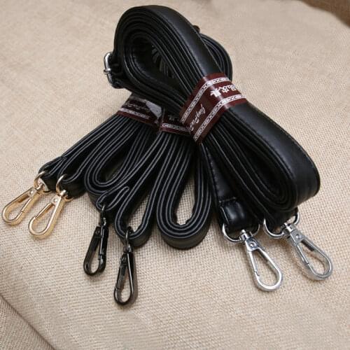 Bag strap Handle belt black patent leather PU DIY Lady handbag accessories With Snap hook adjustable 2.5cm 2cm 1.2cm width