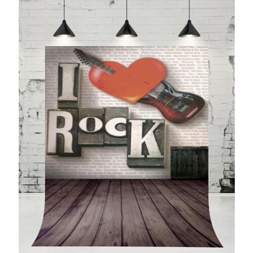 VinylBDS Electric Guitar Photography Backdrops Wooden Floor Photo Studio Children Background for Rock and Roll Music Props