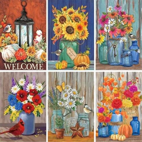 GATYZTORY Diy Frame Painting By Numbers Flowers Acrylic Paints By Number Kits For Adults Home Decor Oil Paint Kits On Canvas