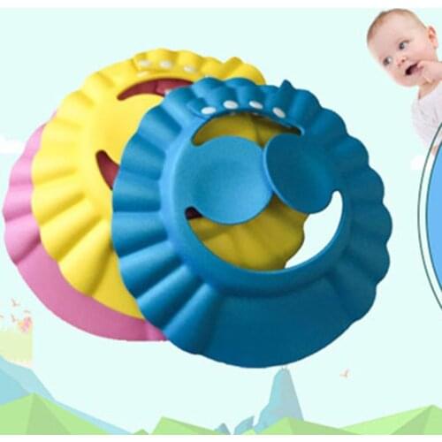 Hot Baby Shower Caps Shampoo Cap Wash Hair Kids Adjustable Waterproof Ear Protection Eye Children Hats Infant