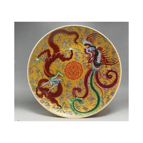 Exquisite Decorative Chinese Dragon Phoenix Porcelain Plate