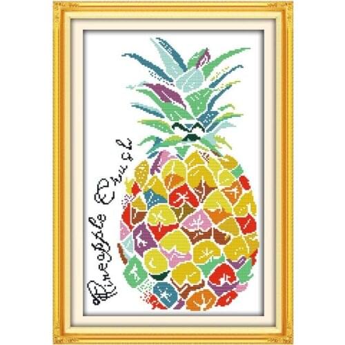Joy Sunday Color pineapple good-looking hand-sewing embroidery decorative painting cross stitch kit sewing crafts paintings