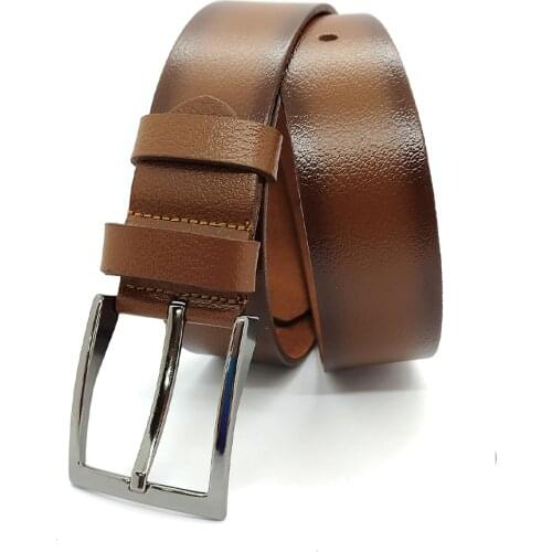 Genuine Soft Leather Handmade Brown Man Belt High Quality Calfskin For Pants Metal Buckle For Casual Gift For Valentines Day