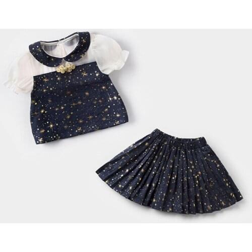 Summer Fashion Baby Clothes For Girls Teenagers Clothes Top+Mesh Skirt 2Pieces Shorts Costume Clothing Sets For 2-6 Year Old