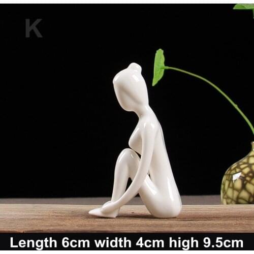 Yoga Postures Girl Ceramic Desktop Small Craft Yoga Studio White Ornaments Abstract Figures Home Cabinet furnishing Decoration