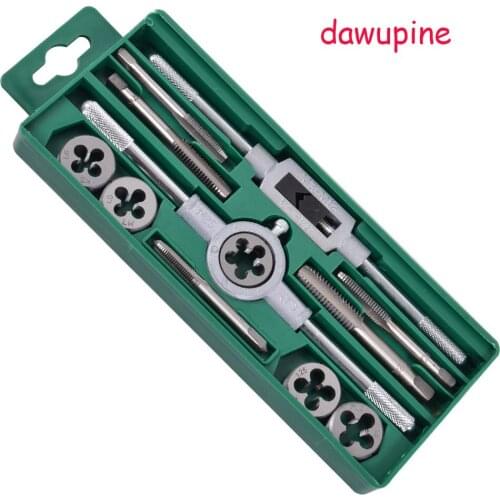 Dawupine 12PCS Tap Die Set M3~M12 Straight Flute Hand Tap wrench Die wrench Holder Car Motorcycle Maintenance Tap Die Tools Kit