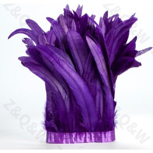 Natural 8-14 inch rooster tail dyed purple to make 2 meters cloth edge DIY Latin shopping festival costume skirt decoration