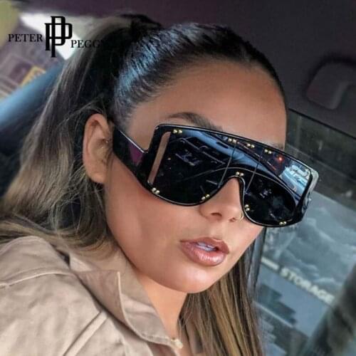 Oversized One Piece Rivet Punk Sunglasses Women/men Gradient Sunglasses Fashion Designer Shades UV400 Glasses Unisex