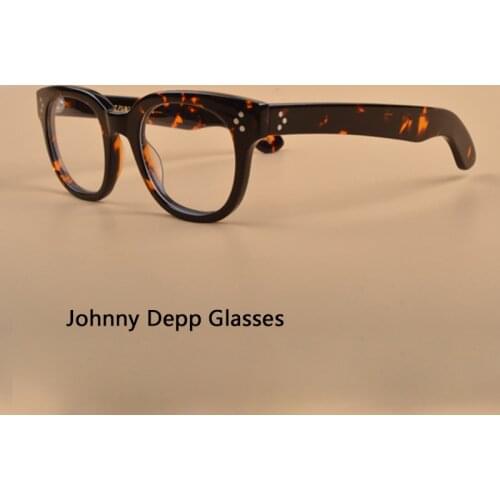 Johnny Depp Eyeglasses Men Women Optical Glasses Frame Clean Lens Brand Design Vintage Style Acetate Frame Computer Goggles