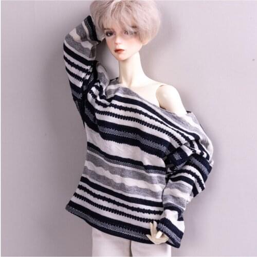 BJD doll clothes suitable for 1-3 1-4 uncle size sexy large collar loose striped sweater doll accessories