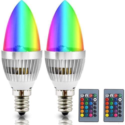 RGB E12 E14 Light Bulb Colorful B10 C35 LED Bulb Candelabra Candle Bulb Decoration Ambient Light Bulb Bar KTV Party Decor Mood
