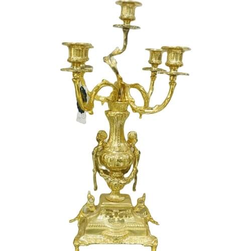 European Style Luxury Golden Copper Candlestick Family Hotel Wedding Banquet Decoration Gift Candlestick Candle