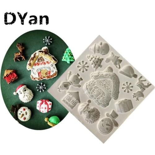 Christmas Santa Claus Snow Christmas Tree Silicone Cake Mold Fondant Cake Decorating Tools Gumpaste Chocolate Candy Mould A1362
