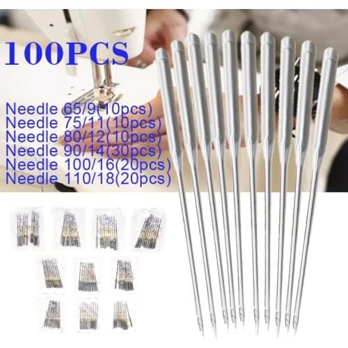 100pcs/set HAX1 Sewing Needles Universal Flat Shank for Singer Brother Janome Toyota Household Sewing Machine Needle Fittings