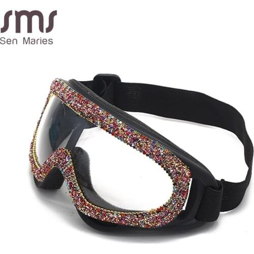 2021 Fashion Oversized Windproof Sunglasses Women Luxury Designer Rhinestone Goggles Men Sunglasses One Piece Eyeglasses UV400