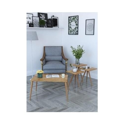 Modern 3'lü Zigon Coffee table and Coffee table in the Middle-Oak coffe table table bassee