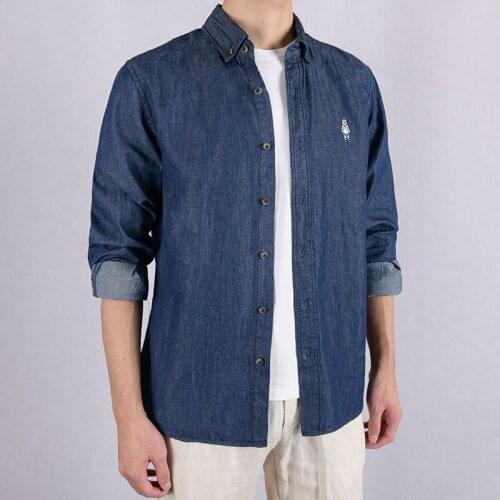 Suehaiwes brand Italy denim shirt men fashion casual shirts for men long-sleeved embroidery shirts male autumn chemise camisa