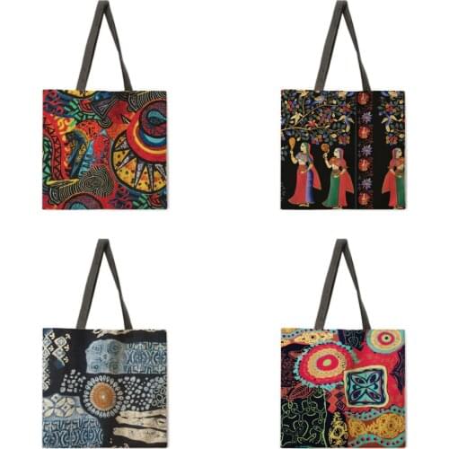 Thai ethnic style ladies leisure tote bag ladies shoulder bag foldable shopping bag outdoor beach tote bag