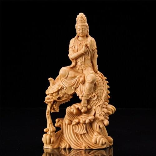 Guan Yin Ride Fish Buddha Figure Statues for Home Decor Decoration Statuette Craftwork Statue Ornament Crafts Garden