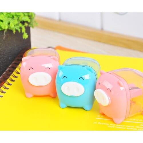 Pig pencil sharpener deli 0557 pocket pencil sharpener pencil machine single hole cartoon mini pencil sharpener