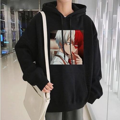 Japan Anime My Hero Academia Shoto Todoroki Kawaii Printing Hoodies Men Harajuku Cartoon Oversized Sweatshirt Streetwears