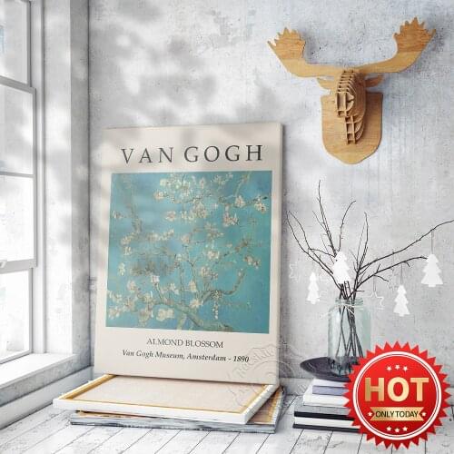 Amsterdam Van Gogh Museum Flower Collecting Poster, Gogh Almond Blossom Canvas Painting Prints, Gallery Retro Art Decor Mural
