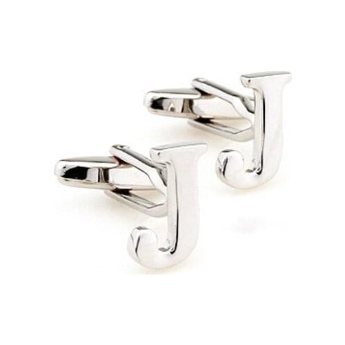 Shirt cuff cufflink silvery letter J cufflink copper material design fashion English letters cufflinks free shipping