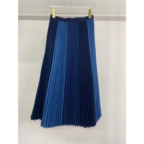 Ladies 2021 fashion new sexy contrast color pleated denim skirt 0114