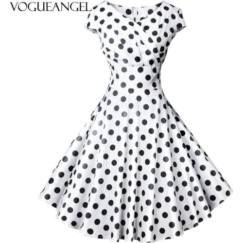 Summer Women Polka Dot Dress Print 50s 60s Vintage Dress Female Short Sleeve Retro Robe Rockabilly Party Dresses Plus Size 2XL