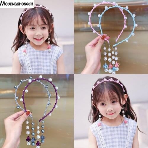 1PC Simple Hair Band Female Fake Earrings Tassel Hairpin Bezel Sweet Rhinestone Headband Girls Childs Hair Clip Hair Accessories