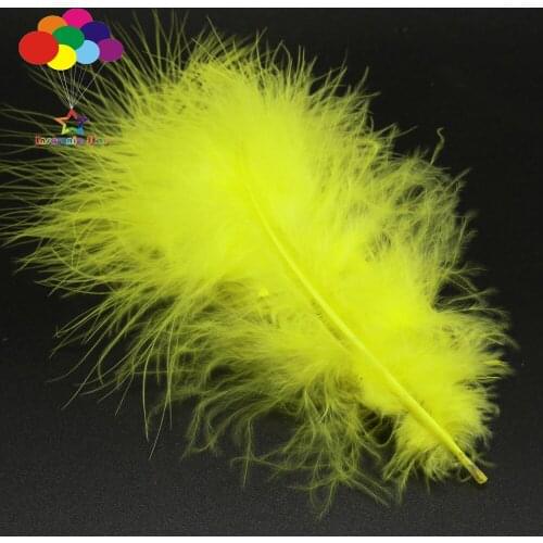 10-15CM (4-6 inches) natural 100PCS turkey hair dyed yellow full cashmere craft decoration DIY jewelry show costume feather