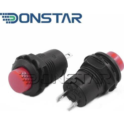 10PCS DS-425 DS-425A Mini Small Round Button Red Self-locking Push button Switch Latching ON/OFF 12mm 3A 125V 1.5A 250V AC