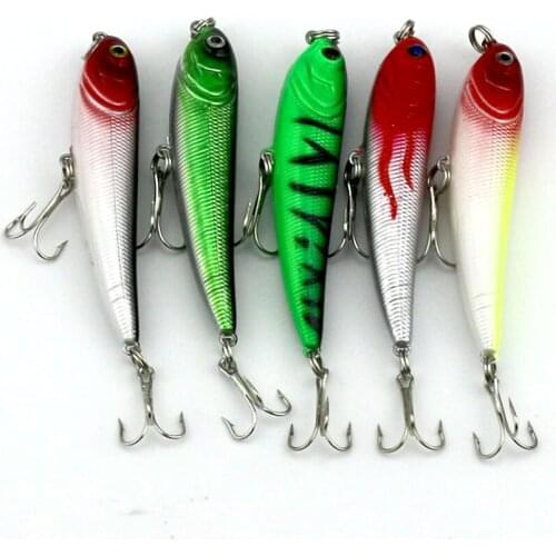 50Pcs Top Water Fishing Lure Wobbler 70mm 6g Hard Plastic Artificial Bait Surface Pencil Minnow Fishing Tackle