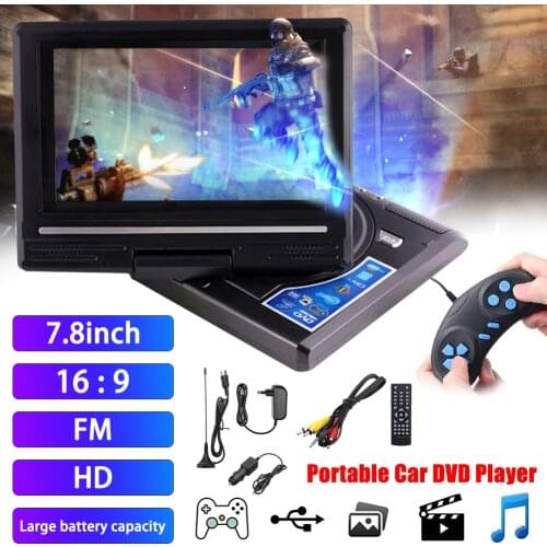 7.8 Inch Portable HD TV Home Car DVD Player VCD CD MP3 DVD Player USB SD Cards RCA TV Portatil Cable Game 16:9 Rotate LCD Screen