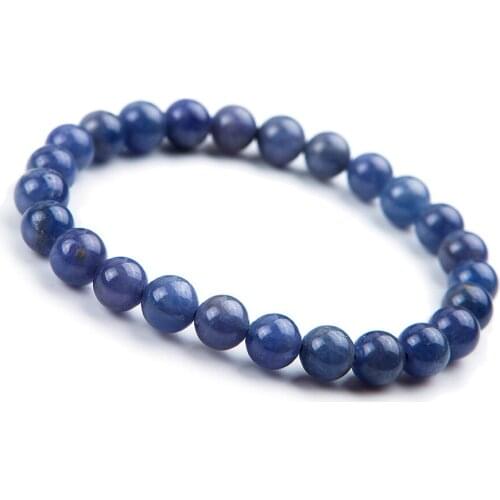 7mm Genuine Blue Zoisite Natural Stone Bracelet Women Femme Charm Stretch Round Bead Bracelet Just One