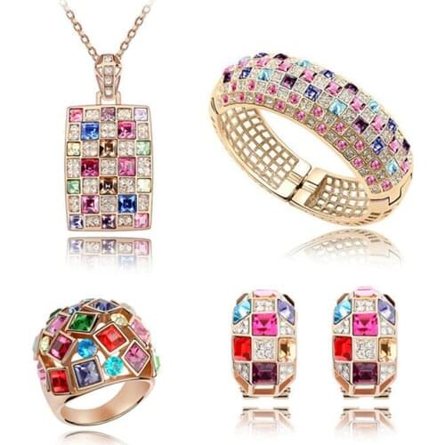 Austrian crystal gold-color The queen fine jewelry african costume bridal jewelry sets