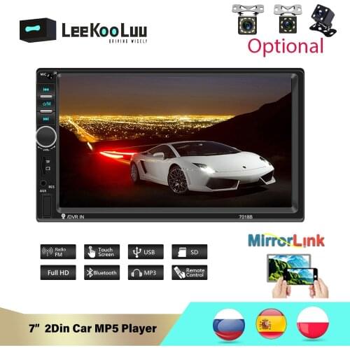 LeeKooLuu 2 Din Car Radio 7 Inch Autoradio Car Stereo Bluetooth USB TF Rear Camera MP4 MP5 Multimedia Player Mirror link